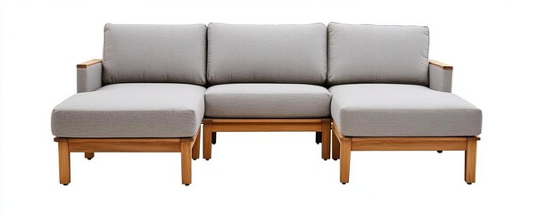 Weatherproof sectional sofa with modular teak base