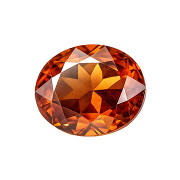 Hessonite garnet in transparent background