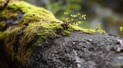Obraz premium A close-up shot of a moss-covered rock in nature
