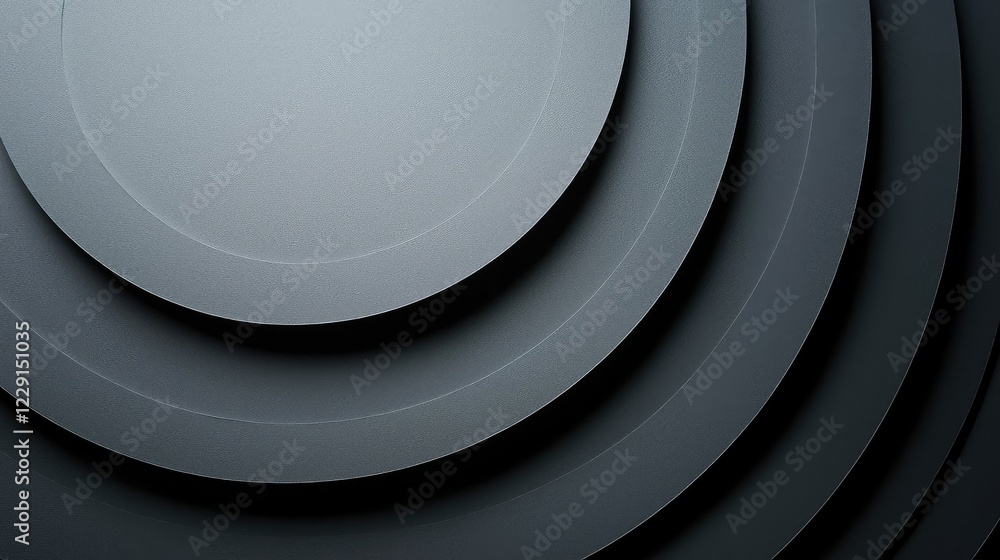 Poster abstract gray circular layers with smooth textures and shadows