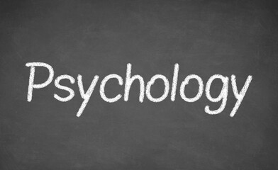 Obraz premium Psychology lesson on blackboard or chalkboard. written in white chalk
