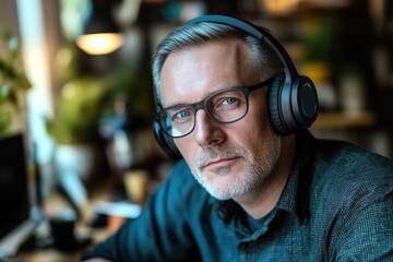 A person focused on their task with headphones on, ideal for illustrations about work, study or gaming