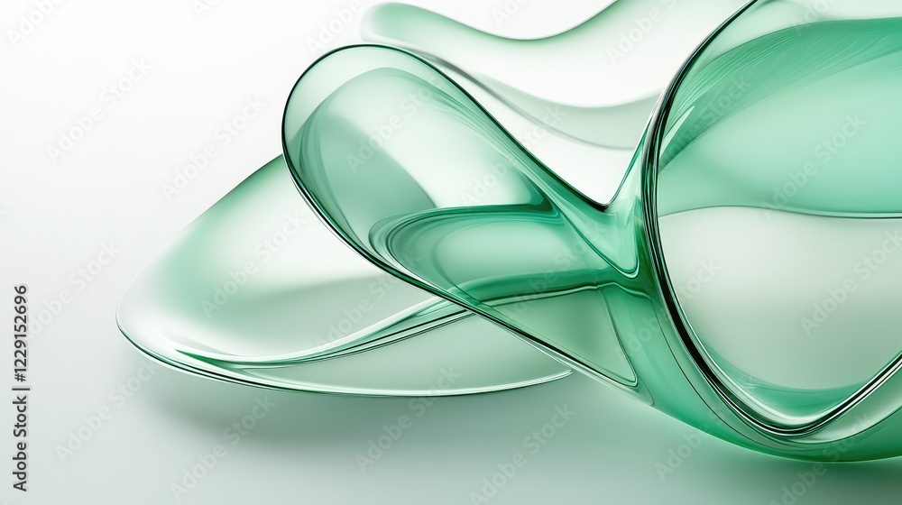 Poster abstract green glass shapes creating a fluid and artistic composition with smooth curves and reflect