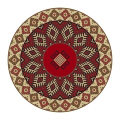 Traditional Kilim round decorative element, vector template