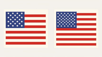 American Flag Set Flat Vector Illustration with Various Designs