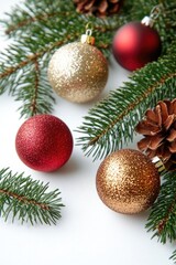 A collection of Christmas ornaments on a wooden table
