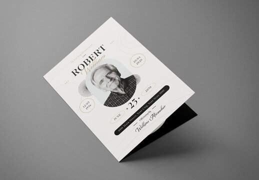 Black and White Minimalist Funeral Program
