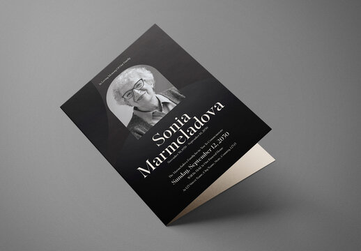 Black and White Gothic Minimalist Funeral Program