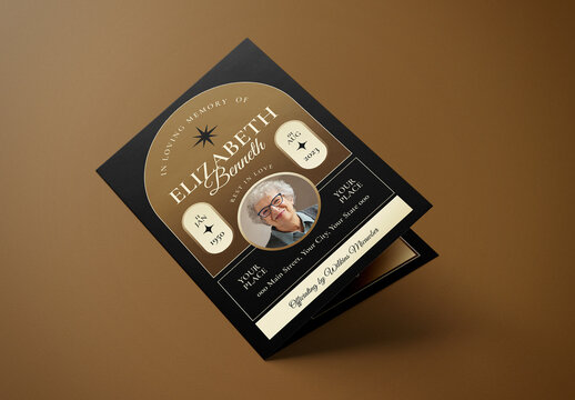 Gold Geometric Funeral Program