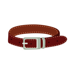 Brown leather dog collar. Vector illustration on a white background.