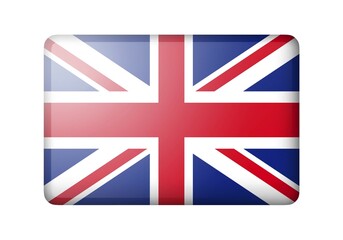 Obraz premium The British flag. Rectangular matte icon. Isolated on white background