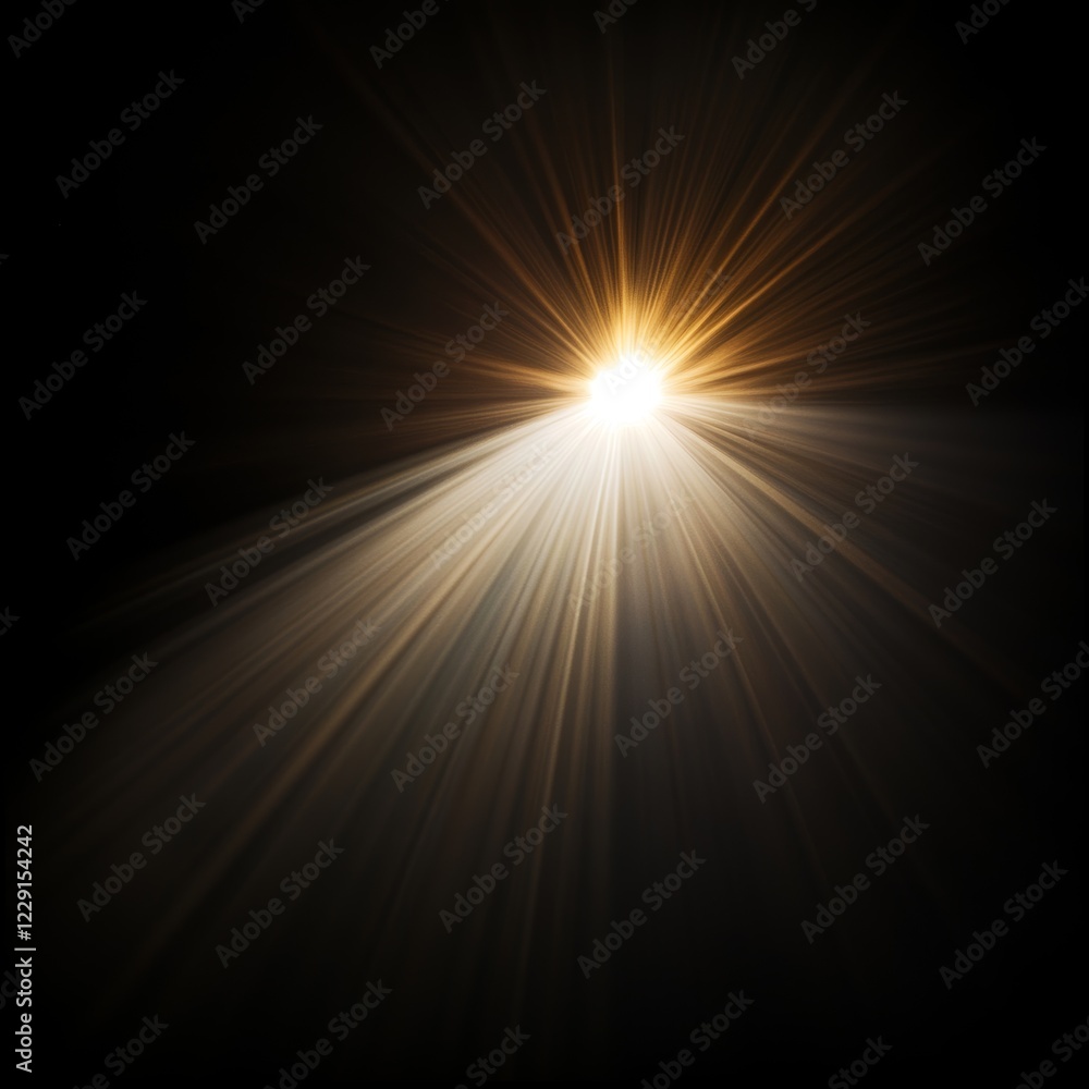 Poster a bright light shining through a dark background. the light is focused on a single point, creating a