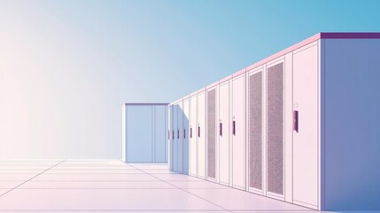Fototapeta premium Modern Data Center Interior with Server Racks and Calm Atmosphere