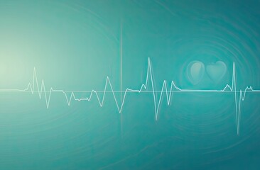 Obraz premium A background with medical icons and an electrocardiogram (ECG) line on a blue gradient