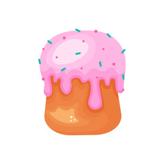 Vector Easter cake with sprinkles. Vector stock image isolated on white background. Single hand drawn clipart. Perfect for holiday designs, cards, logo, decorations, invitations.