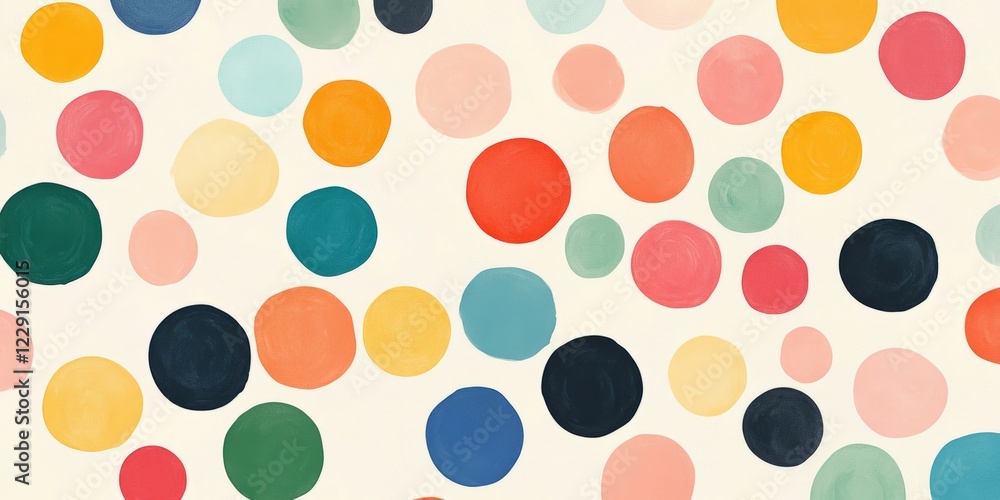 Poster a colorful background with many different colored circles. some of the circles are blue, some are gr