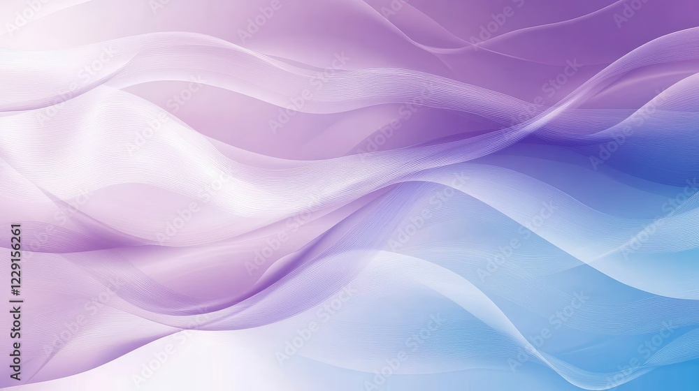 Poster soft abstract waves in purple and blue tones creating a calming background for designs, presentation