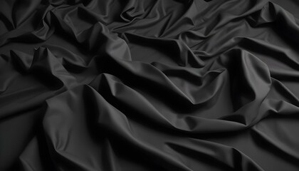 Fototapeta premium Tela negra oscura y arrugada con sombras y luces dramáticas