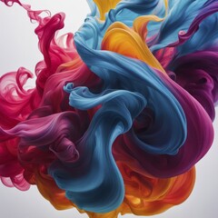 Abstract art with swirling blue, orange, yellow, and pink colors forming a dynamic and lively composition, AI generated