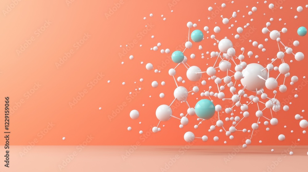 Poster molecular network of atoms and bonds abstract design 3d visualization