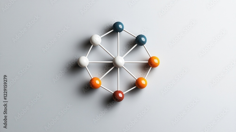 Poster molecular network of atoms and bonds abstract art lab setting 3d view