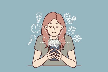 Woman with mobile phone uses artificial intelligence application to schedule or complete professional tasks. Concept development of artificial intelligence and ai applications with chat bots