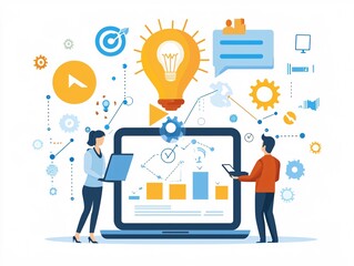 A tech-savvy entrepreneur building a digital product using a sleek laptop and tablet, with a minimal workspace.