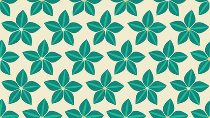 Seamless Petal and Four Leaves Pattern, Simple Vector Design on White Background.