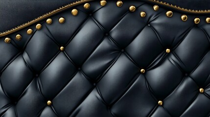 Naklejka premium Black Leather Upholstery With Gold Studs And Trim