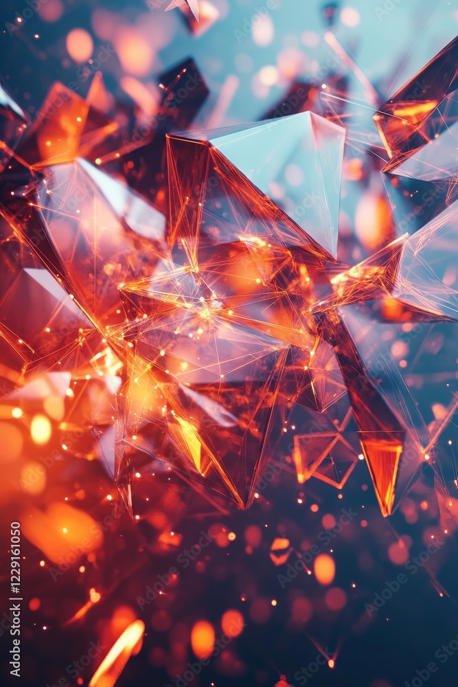 Poster vibrant 3d abstract design with dynamic light and color play in a digital realm