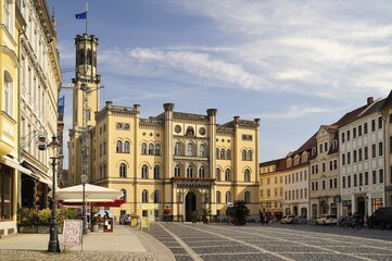 Fototapeta premium Town hall at the market place, Zittau, Oberlausitz, Saxony, Germany, Europe