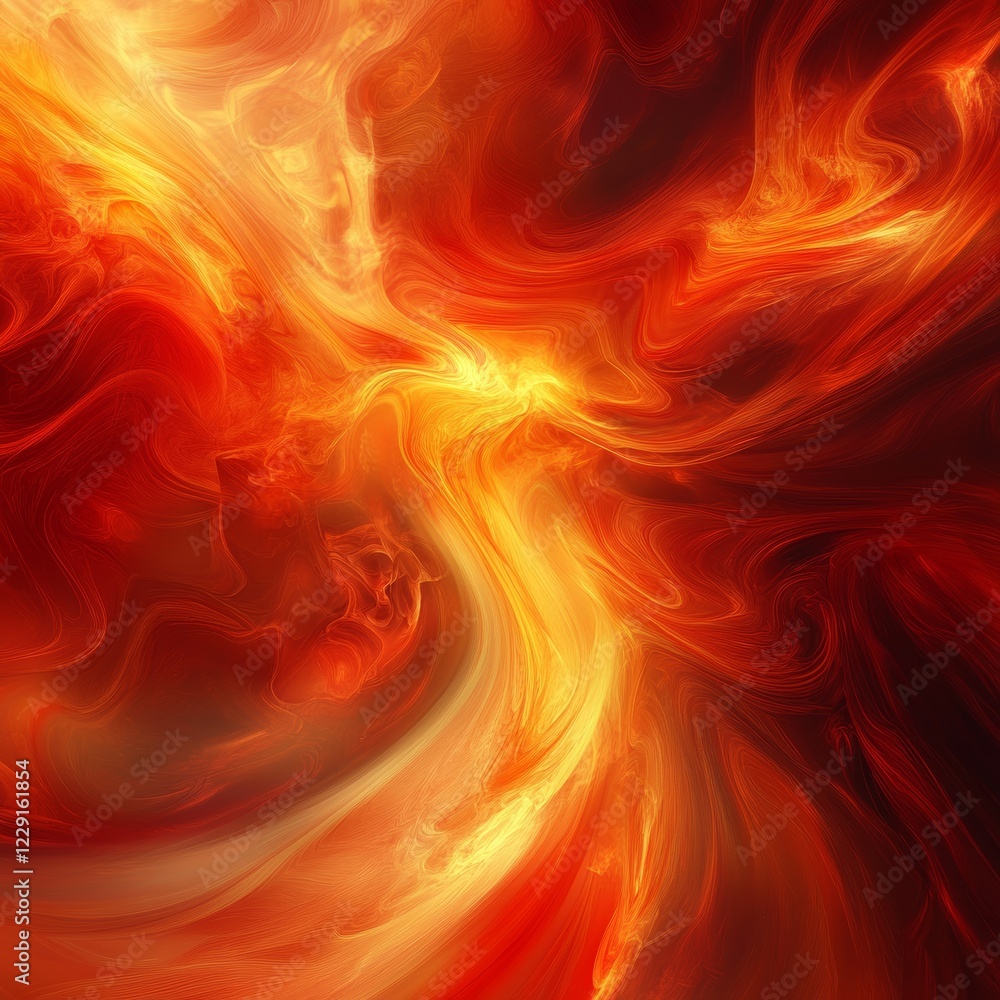 Poster this striking image captures the essence of energy and warmth through vibrant swirls of red and oran