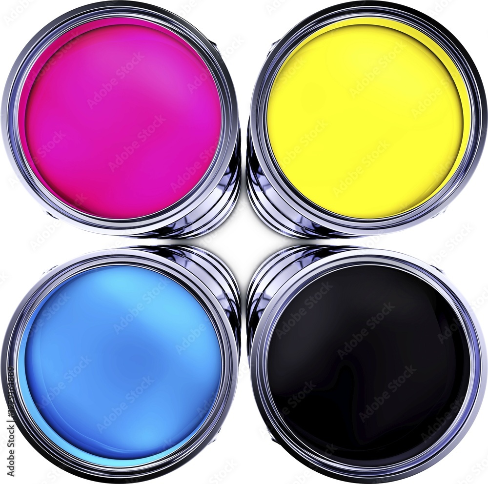 Poster high resolution 3d rendering of a cmyk concept