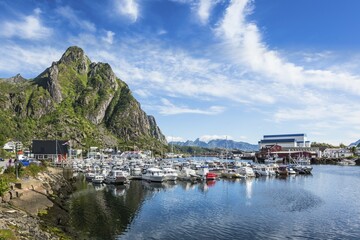 Fototapeta premium Svolvær harbor, Austvågøy island, Lofoten, Nordland, Norway, Europe