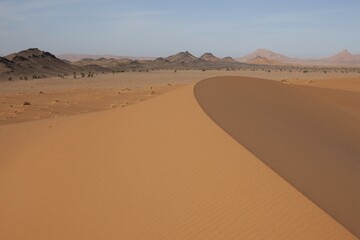 Sand dunes on the border with Algeria, Sahara, southern Morocco, Morocco, Africa