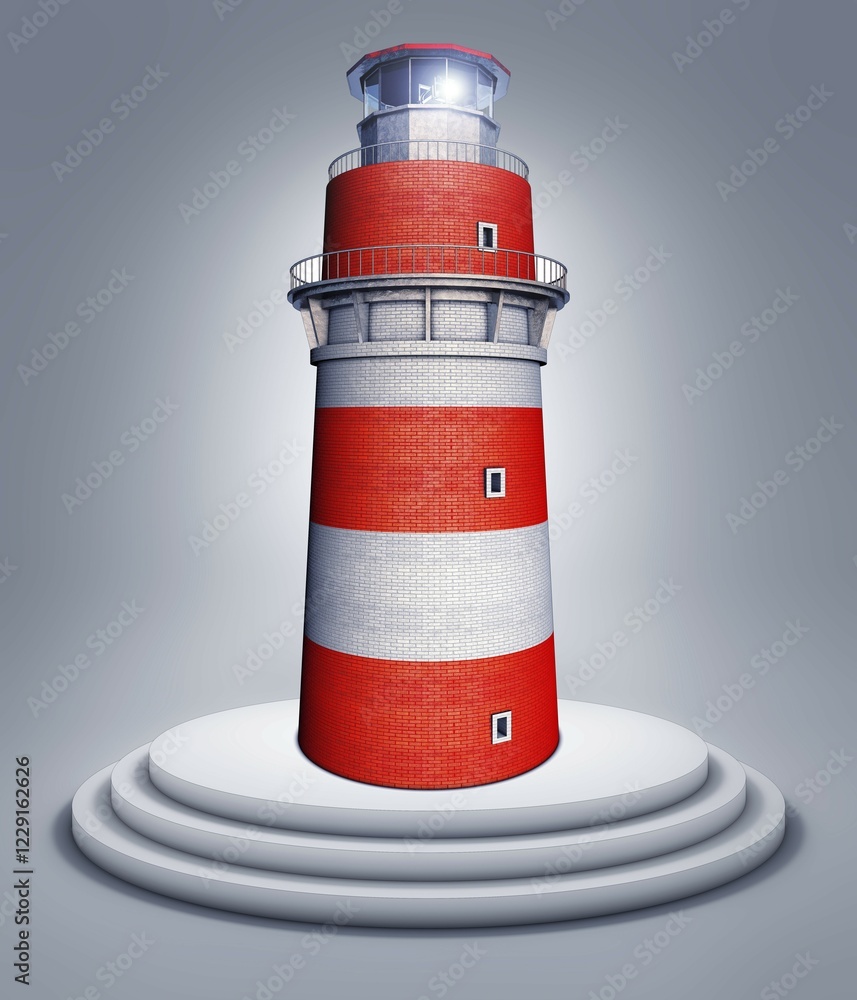 Poster high resolution 3d rendering of a lighthouse