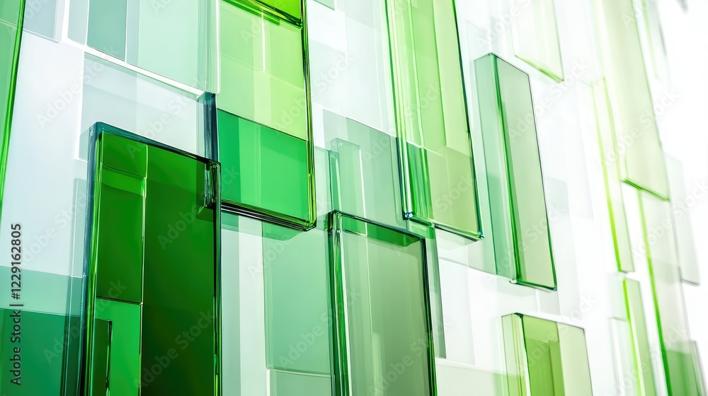 Aufkleber abstract arrangement of green glass rectangles creating a modern and artistic background for interio
