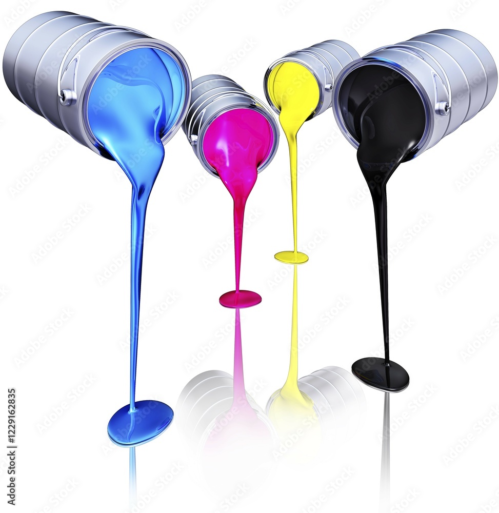 Poster high resolution 3d rendering of a cmyk concept
