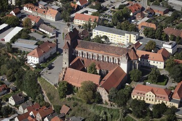Havelberger Dom cathedral, aerial view, Havelberg, Saxony-Anhalt, Germany, Europe