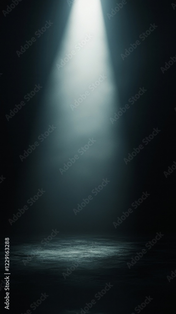 Poster A captivating dark gradient background features a focused light beam illuminating the space below. This enchanting setup is ideal for creative performances or art displays, evoking mystery