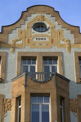 Upper facade of an Art Nouveau building from 1905, Nuremberg, Middle Franconia, Bavaria, Germany, Europe
