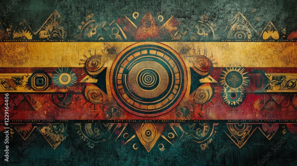 Poster this abstract artwork features a vibrant blend of colors and tribal patterns, creating a captivating