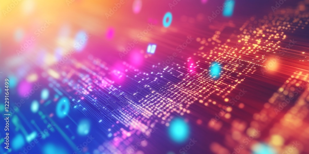 Poster vibrant abstract technology background illustrating digital connectivity and data flow
