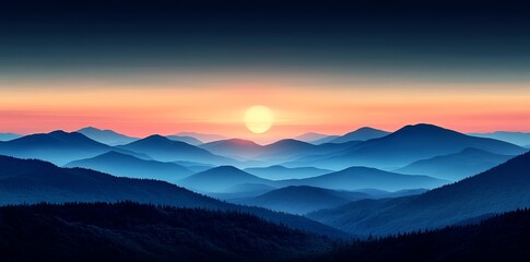Stunning Sunset Over Blue Ridge Mountains Landscape