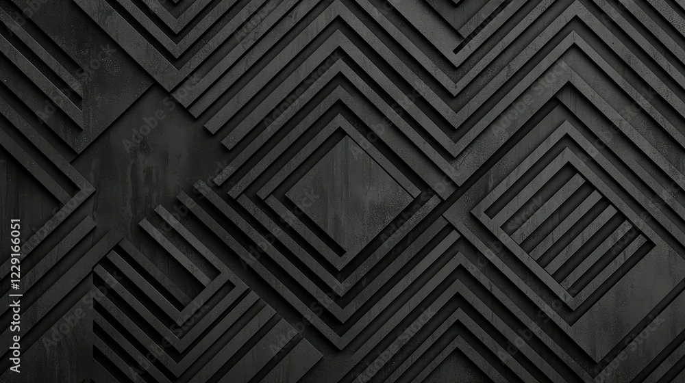 Poster abstract black geometric patterns with layered textures and lines