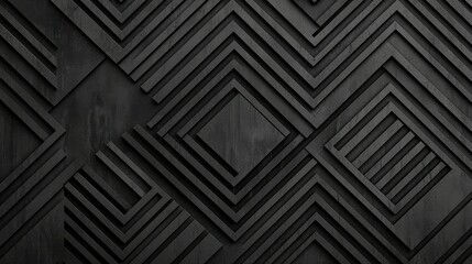 Abstract Black Geometric Patterns with Layered Textures and Lines