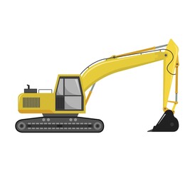 Excavator illustrated in vector on white background