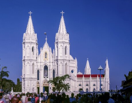 16th century Basilica of our Lady of Good Health in Velankanni, famous Roman Catholic Pilgrim centre, Tamil Nadu, India, Asia