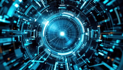 Abstract futuristic technology design with circular light patterns.