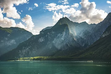 Foto op Plexiglas View of Lake Königssee, jetty Kessel, Berchtesgaden National Park, Berchtesgadener Land, Upper Bavaria, Bavaria, Germany, Europe © Valentin Wolf/imageBROKER